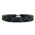 Men's Zig Zag Bracelet in Black/Grey with Glass Beads, Leather Strap, and Sterling Silver Button