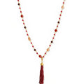 NECKLACE LUNA long necklace with Garnet Mix semi-precious stones and detachable tassel