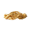Gold-plated stretch ring with irregular brass beads and ceramic coating, handmade for adjustable fit