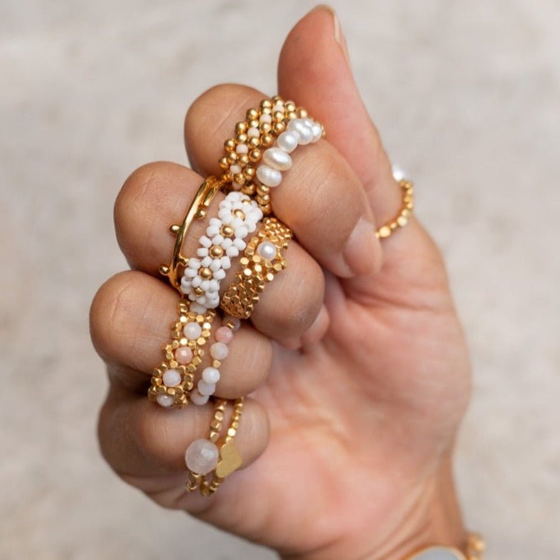 RING STONE DOT ROSE QUARTZ