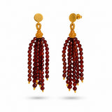 EARRING STONE TASSLE - GARNET