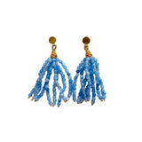 EARRING STONE TASSLE - BLUE CALCEDONY