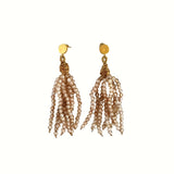 EARRING STONE TASSLE - CHAMPAGNE QUARTZ