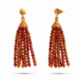 EARRING STONE TASSLE - BROWN GARNET