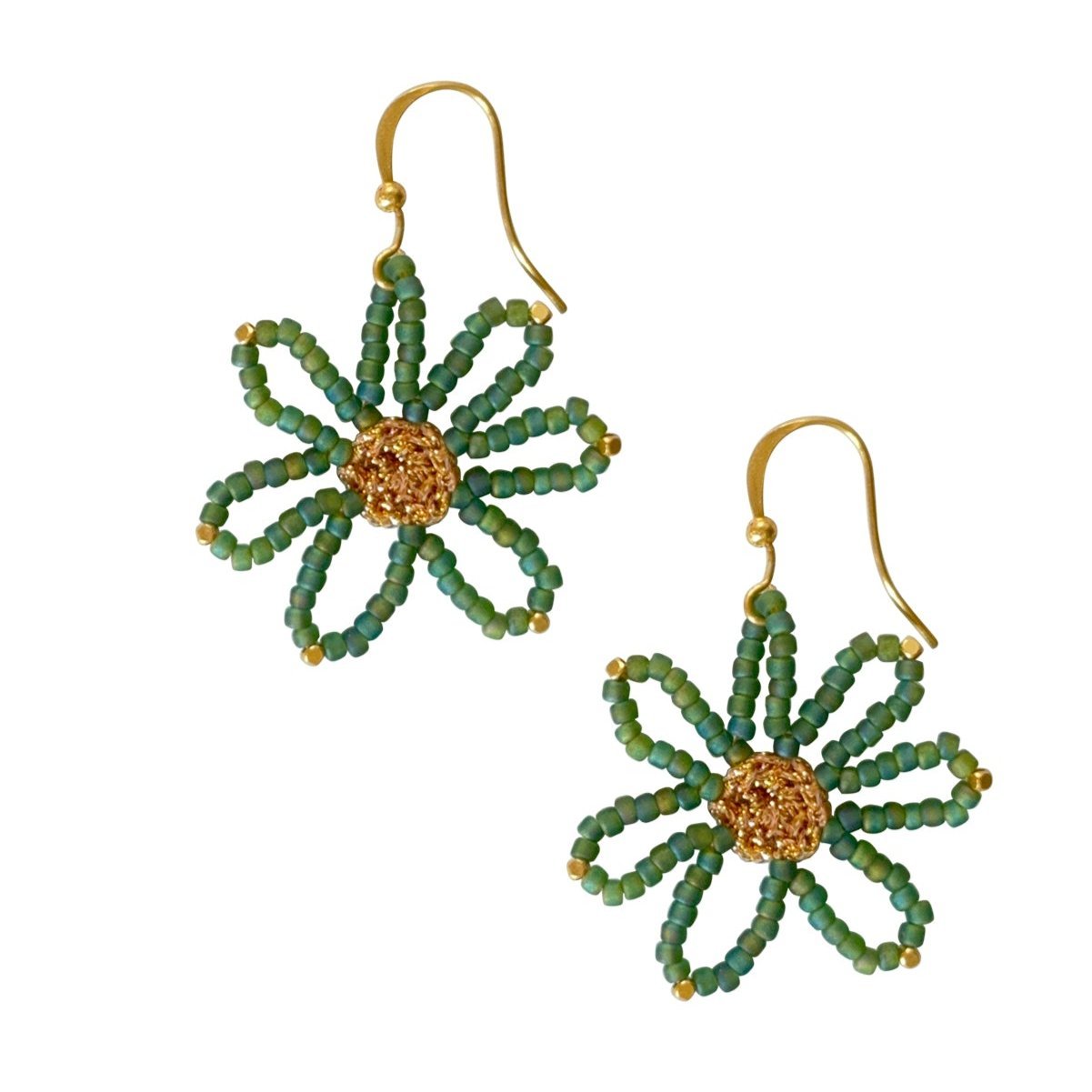 EARRING DAISY BAMBOO GREEN