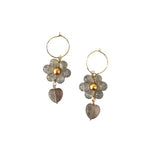 EARRING FLOWER HEART - LABRADORITE