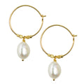 Gold-filled Earring Grace Hoop with freshwater pearls and irregular bead accents, 1.5cm diameter, 3cm drop
