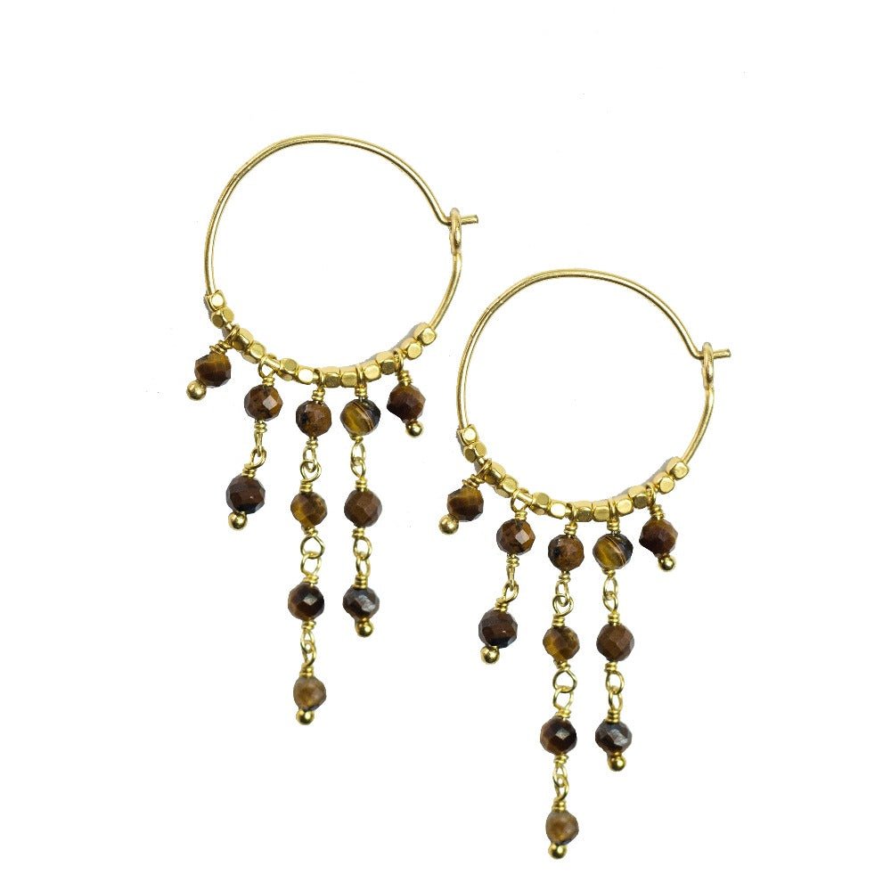 EARRING DANCY HOOP TIGEREYE