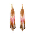 beaded earring with gold and red
