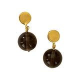 STUD EARRING BO - SMOKY QUARTZ