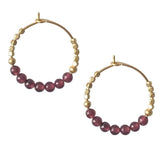 HOOP EARRING STONES - GARNET