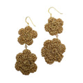 Gold macrame floral crochet Earring Pip with intricate petal design, elegant and whimsical style.