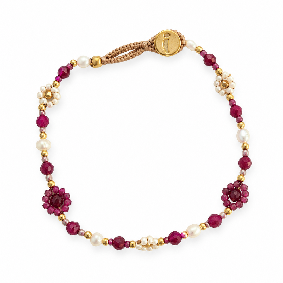 FINE BRACELET WITH SMALL BROWN FLOWERS