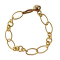 Gold 14K-plated BRACELET IBU CLASSY with textured links and adjustable IBU button clasp.