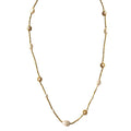 Handcrafted gold-plated flower necklace with freshwater pearls, adjustable 70cm length, elegant style.