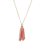NECKLACE STONE TASSLE - ROSE QUARTZ
