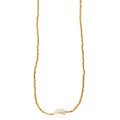 Handmade gold-plated NECKLACE PEGGY QUEEN with a central Queen Pearl, elegant design, 50 cm length.