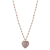 NECKLACE ROSE HEART - WITH GOLD PLATED SETTING