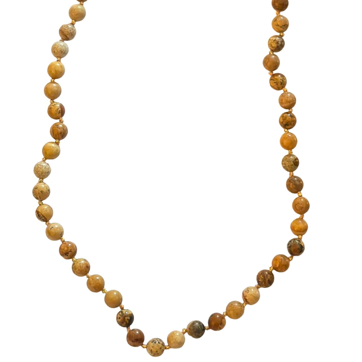NECKLACE BOM with 6MM semi-precious stones and gold-plated accents for elegant, adjustable wear.