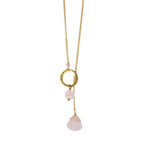 NECKLACE CIRCLE DROP - ROSE QUARTZ