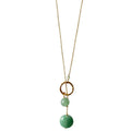 Handmade Gold-Plated Circle Drop Necklace with Aventurine Stones, Adjustable Length