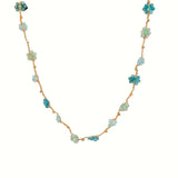 NECKLACE STONE FLOWER - MIX TEAL