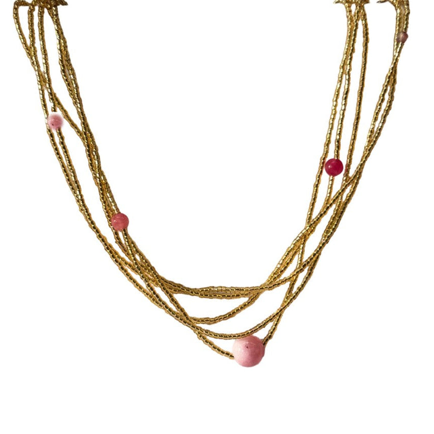 Pearl Rose Stone Necklace - Talise Rose - Romantic Design | IBU Jewels"