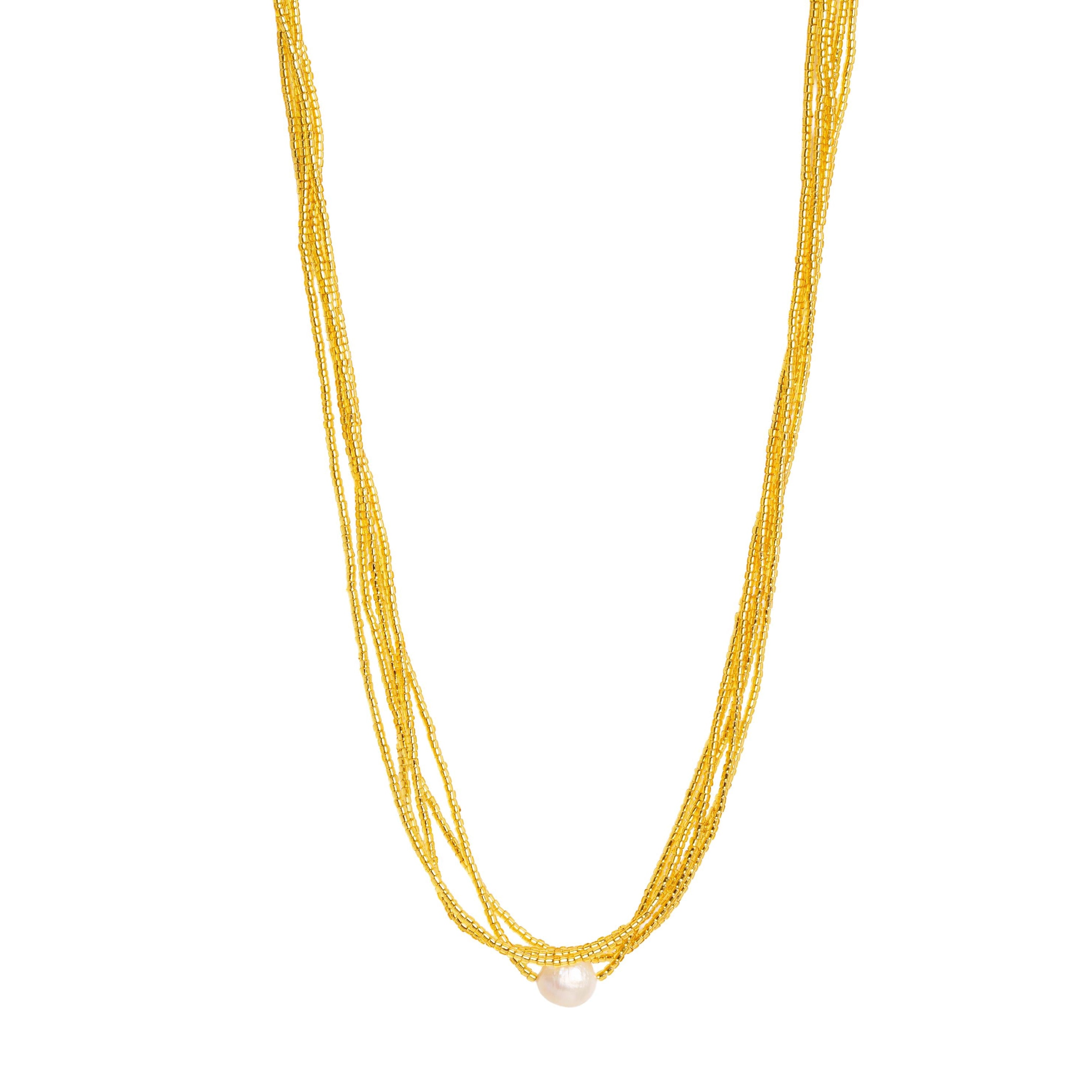 NECKLACE OF GOLD STRINGS WITH PEARL