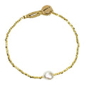 Elegant Peggy Queen adjustable bracelet with 14k gold-plated beads and freshwater pearl.