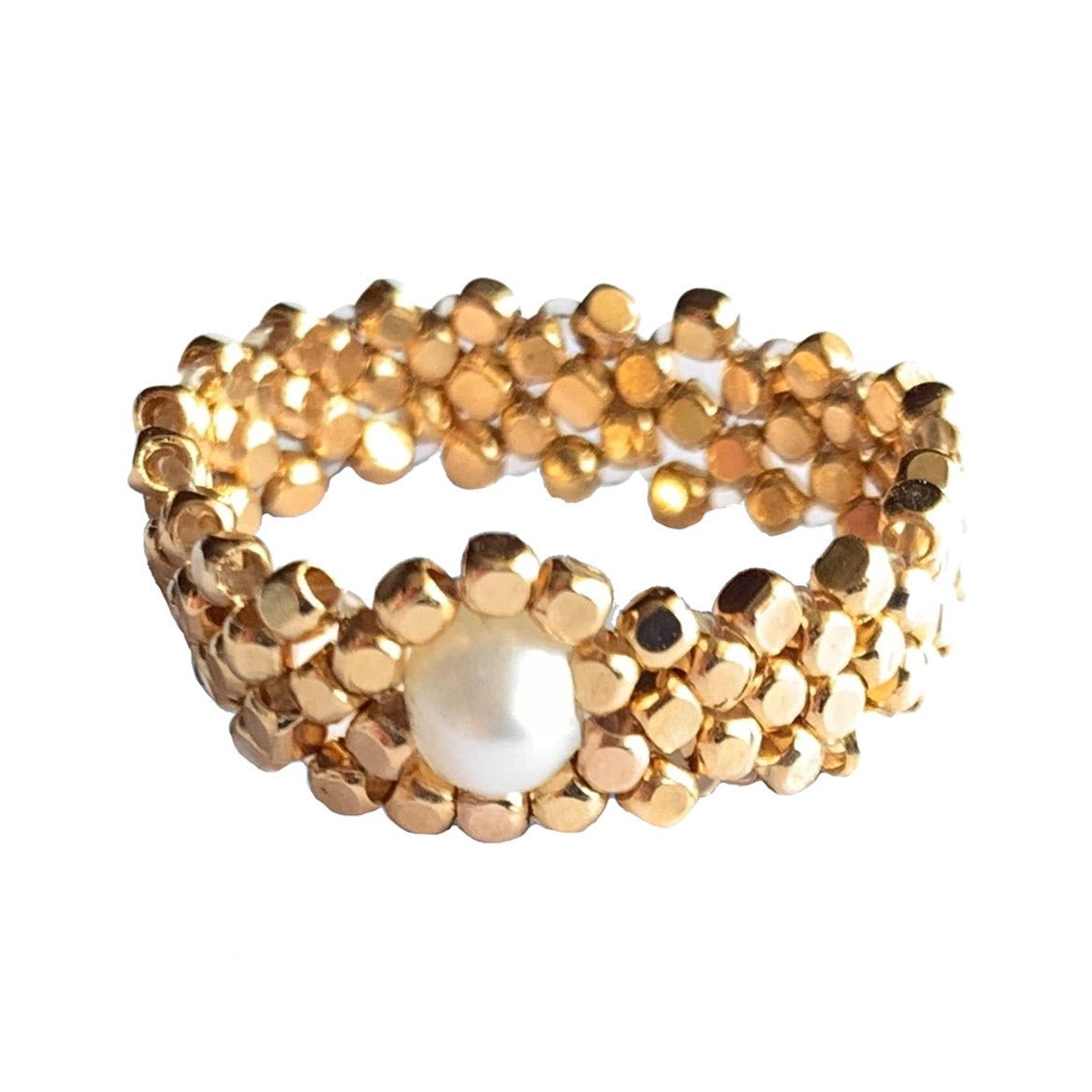 RING WOVEN STONE PEARL