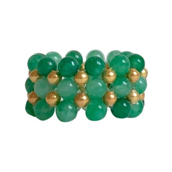 RING LACE STONE GREEN JADE