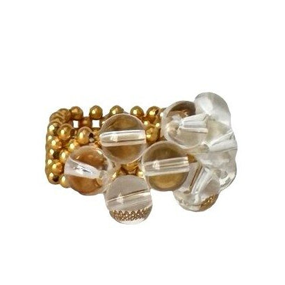 Handcrafted adjustable gold ring with bold natural stone centerpiece
