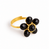 RING DAISY FLOWER - ONYX