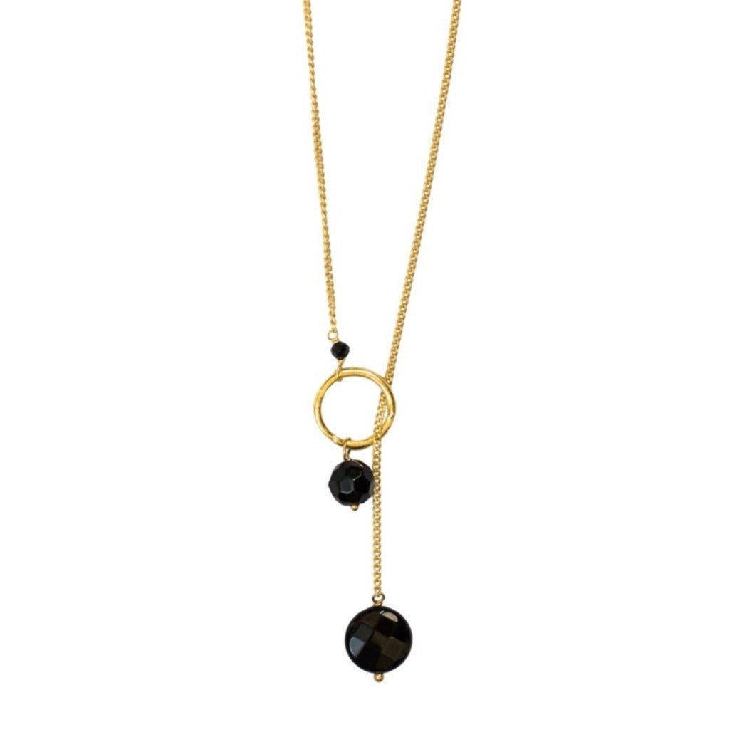 NECKLACE CIRCLE DROP ONYX